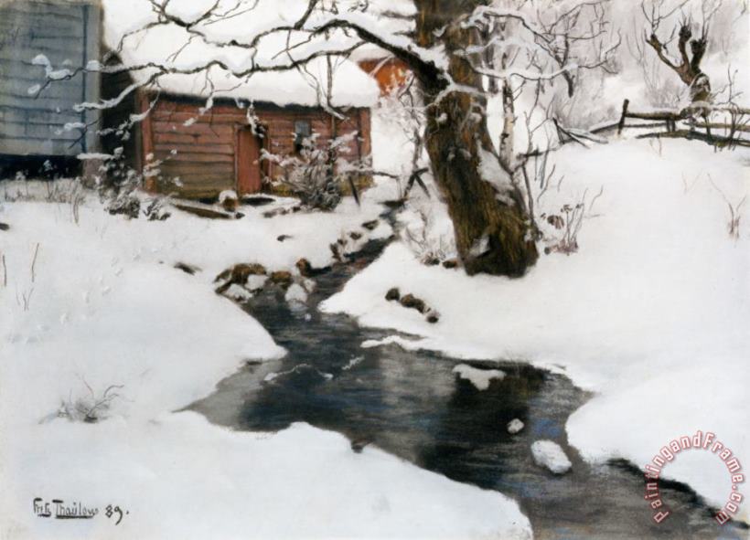 Fritz Thaulow Winter on The Isle of Stord Art Painting