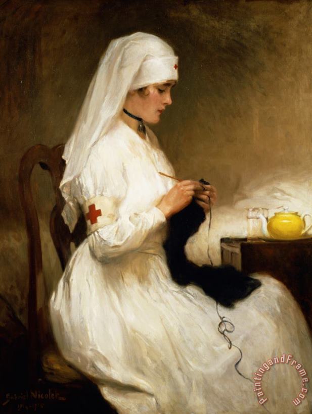 Gabriel Emile Niscolet Portrait of a Nurse from the Red Cross Art Painting