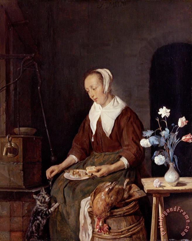 Woman Eating painting - Gabriel Metsu Woman Eating Art Print