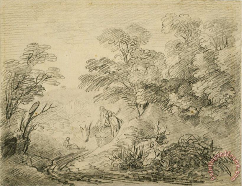 Gainsborough, Thomas Wooded Landscape with Donkey And Figures Art Painting