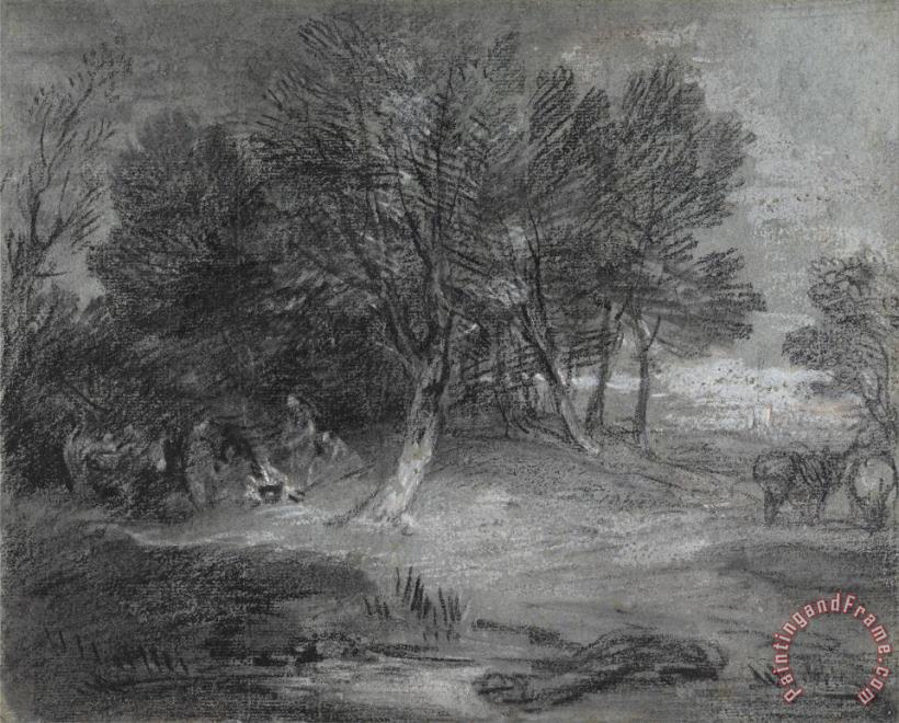 Gainsborough, Thomas Wooded Landscape with Gypsy Encampment Art Painting
