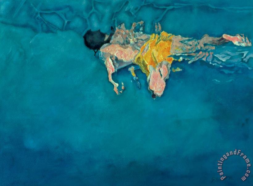 Gareth Lloyd Ball Swimmer in Yellow Art Print