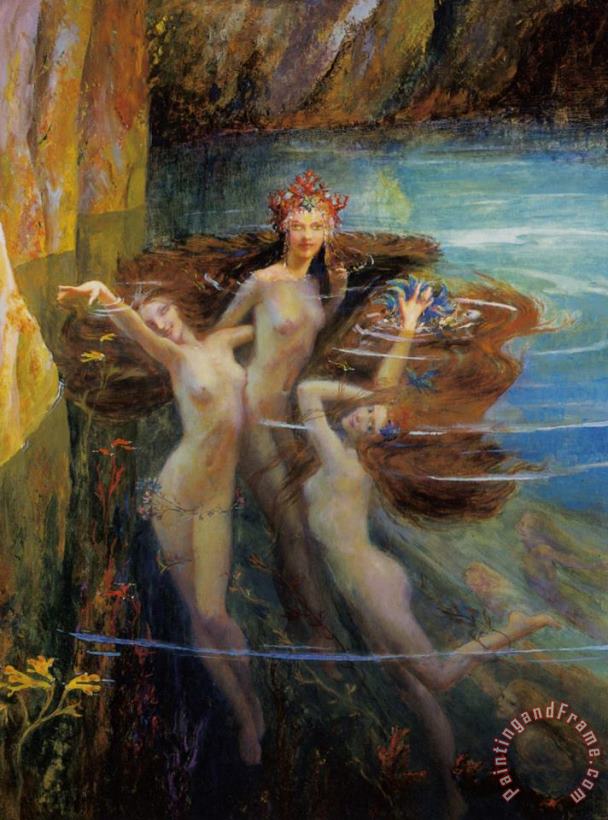Les Nereides painting - Gaston Bussiere Les Nereides Art Print Les Nereides painting - Gaston Bussiere Les Nereides Art Print