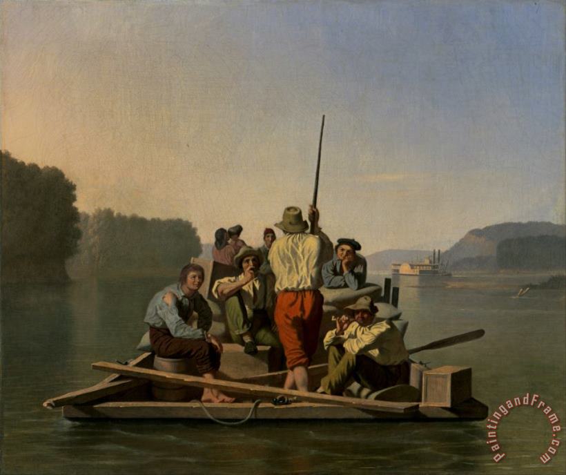 George Caleb Bingham Lighter Relieving a Steamboat Aground Art Painting
