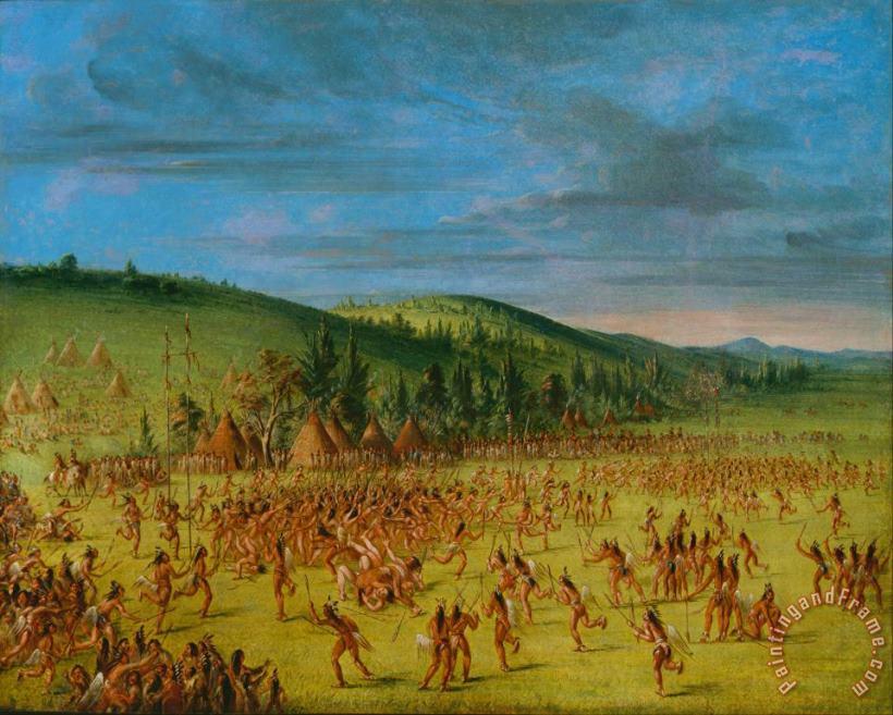 George Catlin Ball Play of The Choctaw Ball Up Art Print