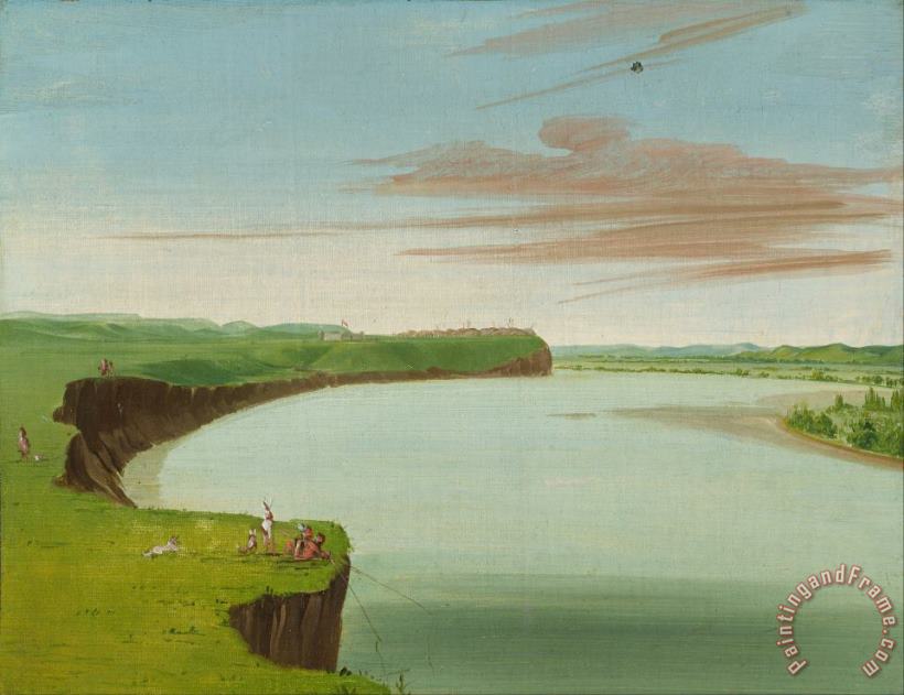 Distant View of The Mandan Village painting - George Catlin Distant View of The Mandan Village Art Print