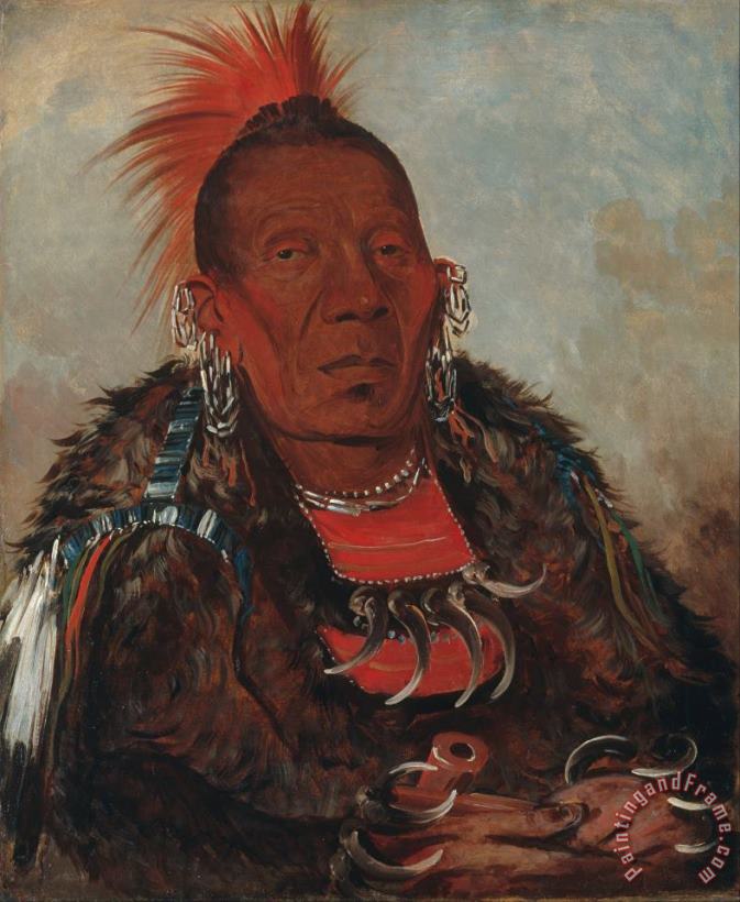 George Catlin Wah Ro Nee Sah, The Surrounder, Chief of The Tribe Art Painting