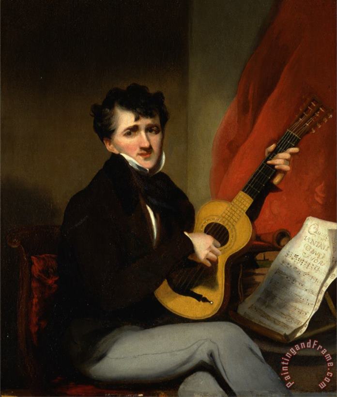 George Chinnery Portrait of a Man Playing a Guitar Art Print