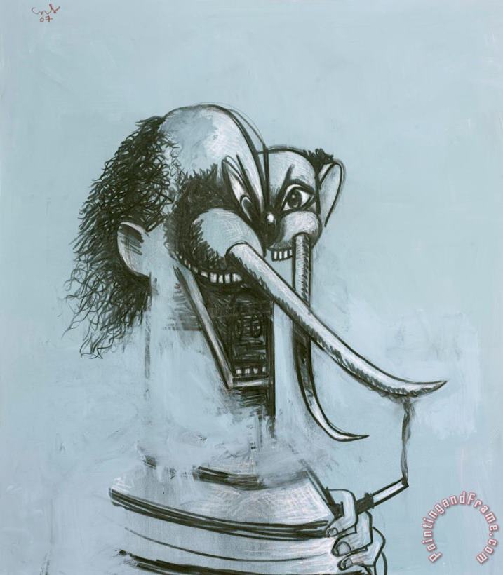 George Condo Modern Cave Man Art Painting