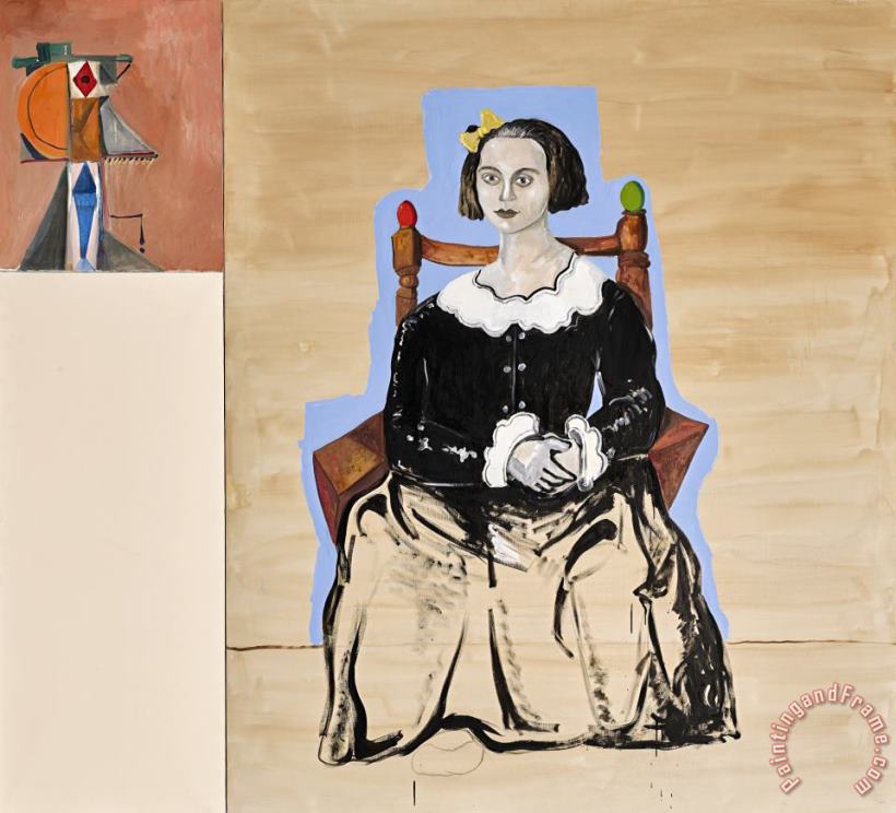 Seated Figure with Abstraction painting - George Condo Seated Figure with Abstraction Art Print