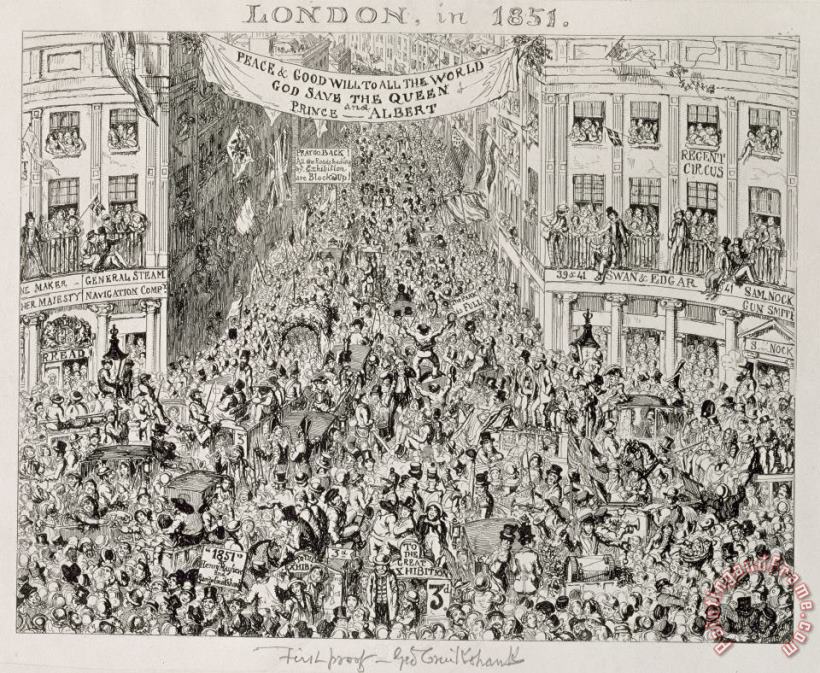 George Cruikshank Piccadilly During The Great Exhibition Art Print