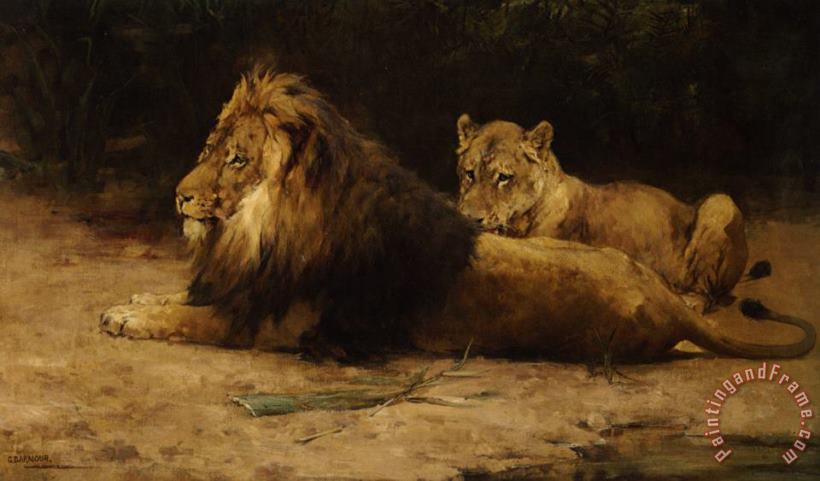 George Denholm Armour Lion And Lioness Art Print