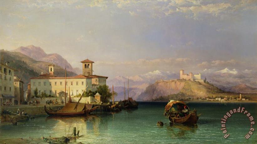 Arona and the Castle of Angera Lake Maggiore painting - George Edwards Hering Arona and the Castle of Angera Lake Maggiore Art Print