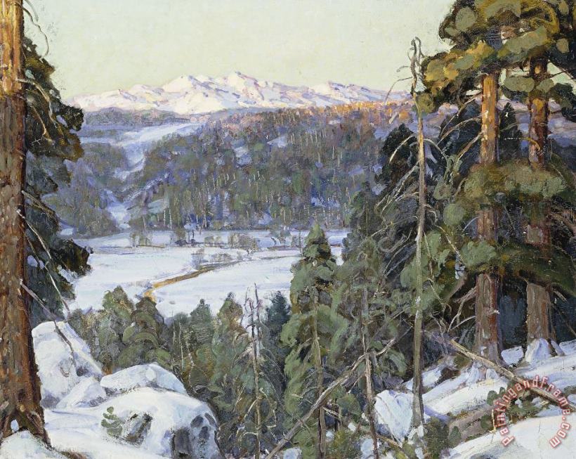 George Gardner Symons Pines In Winter Art Painting