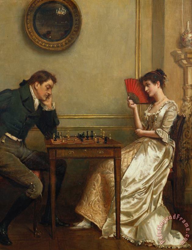 George Goodwin Kilburne A Game Of Chess Art Painting