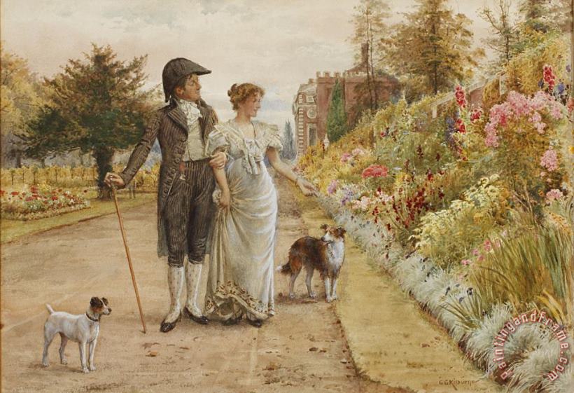 George Goodwin Kilburne A Garden Stroll Art Painting