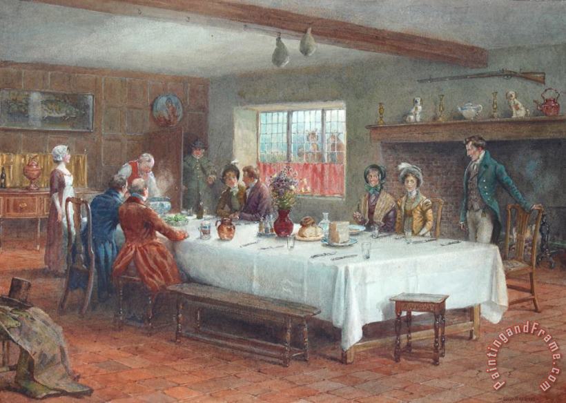 George Goodwin Kilburne A Meal Stop at a Coaching Inn Art Painting