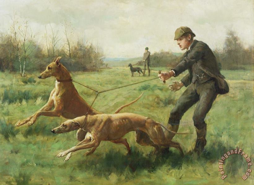 Exercising Greyhounds painting - George Goodwin Kilburne Exercising Greyhounds Art Print