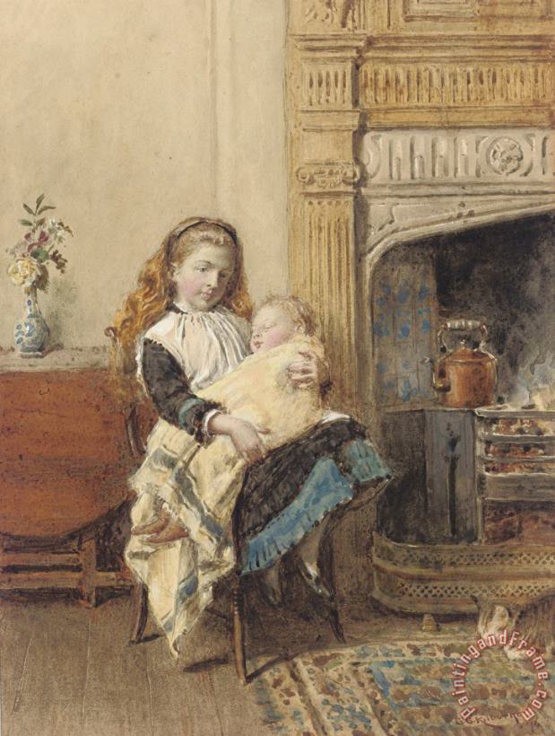 George Goodwin Kilburne Minding Baby Art Print