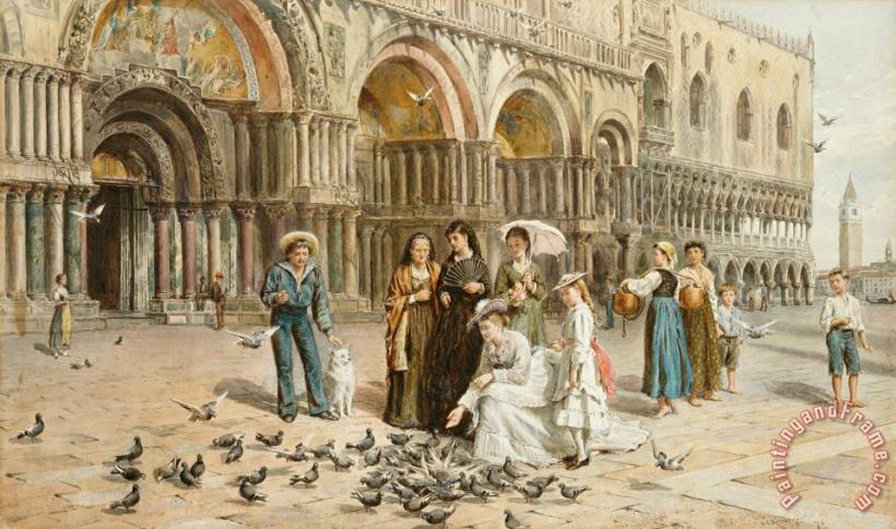 George Goodwin Kilburne The Pigeons Of St Mark S Art Print