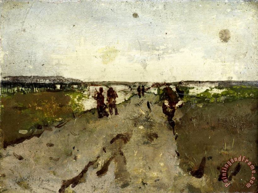 Landscape Near Waalsdorp, with Soldiers on Maneuver painting - George Hendrik Breitner Landscape Near Waalsdorp, with Soldiers on Maneuver Art Print