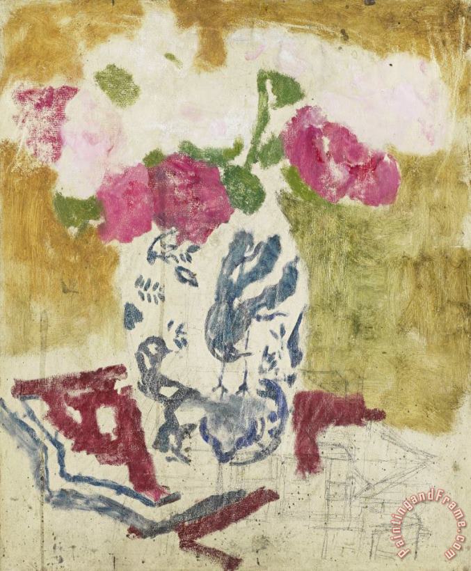 George Hendrik Breitner Vase with Pink Flowers Art Painting