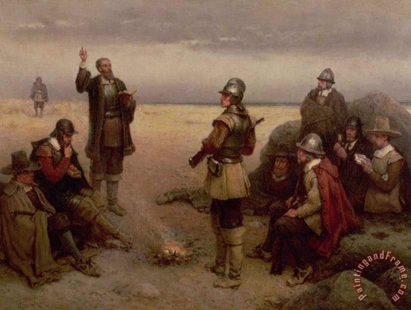 The Landing of the Pilgrim Fathers painting - George Henry Boughton The Landing of the Pilgrim Fathers Art Print