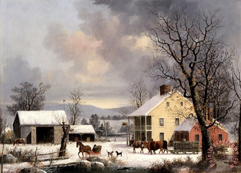 George Henry Durrie Winter in The Country Art Painting