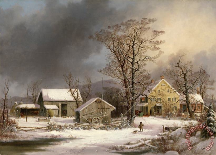 George Henry Durrie Winter in The Country: a Cold Morning Art Painting