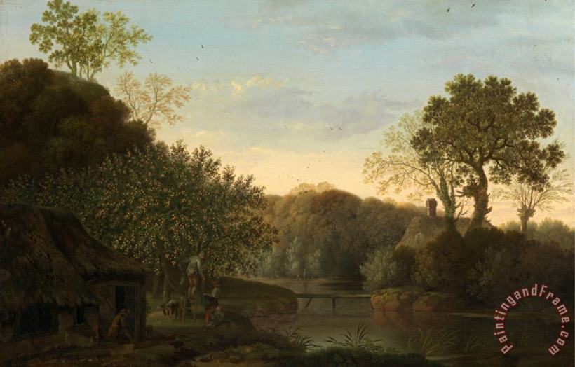 An Autumn Landscape with Apple Pickers painting - George Smith An Autumn Landscape with Apple Pickers Art Print