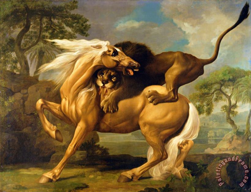 George Stubbs A Lion Attacking a Horse Art Painting
