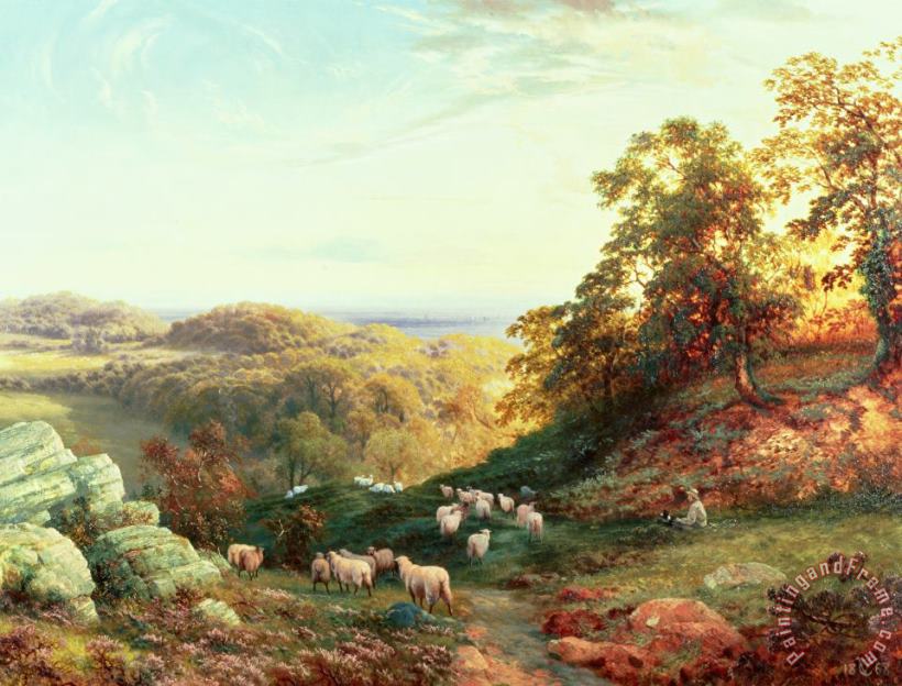 George Vicat Cole Watching the Flock Art Painting