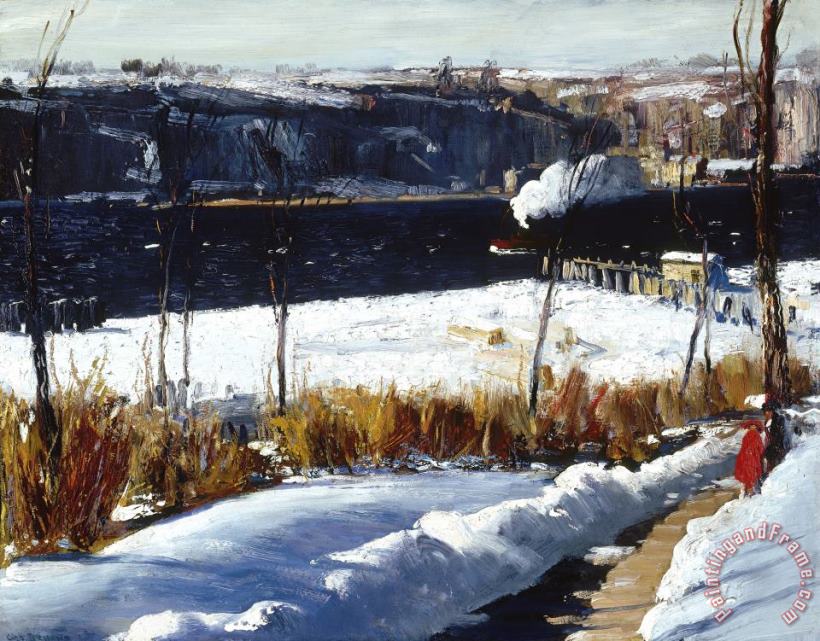 Winter Afternoon, Riverside Park, New York City, January 1909 painting - George Wesley Bellows Winter Afternoon, Riverside Park, New York City, January 1909 Art Print