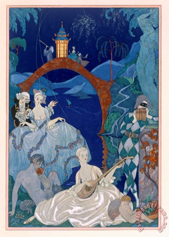 Ball Under The Blue Moon painting - Georges Barbier Ball Under The Blue Moon Art Print