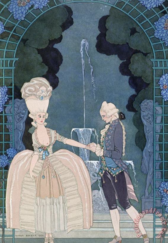 Georges Barbier Love Under The Fountain Art Painting