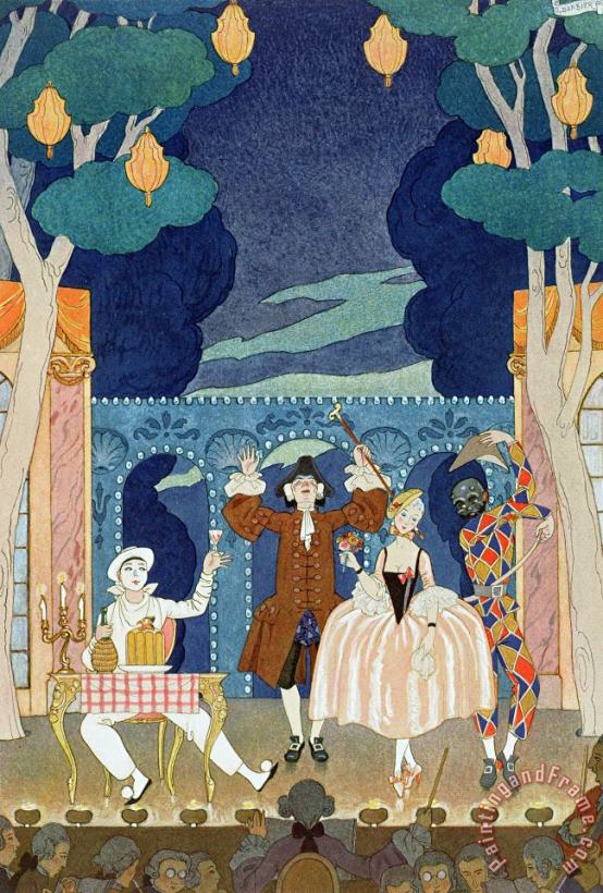Pantomime Stage painting - Georges Barbier Pantomime Stage Art Print