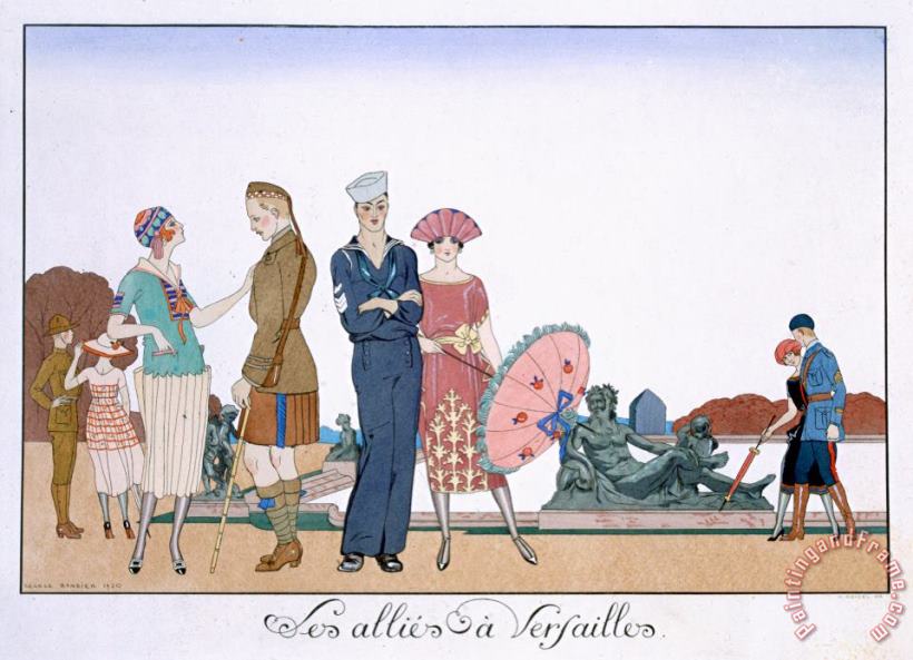 The Allies In Versailles painting - Georges Barbier The Allies In Versailles Art Print