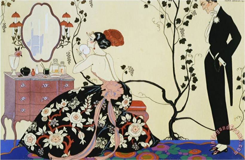 The Powder Puff painting - Georges Barbier The Powder Puff Art Print