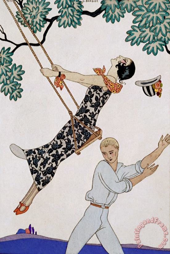 The Swing painting - Georges Barbier The Swing Art Print