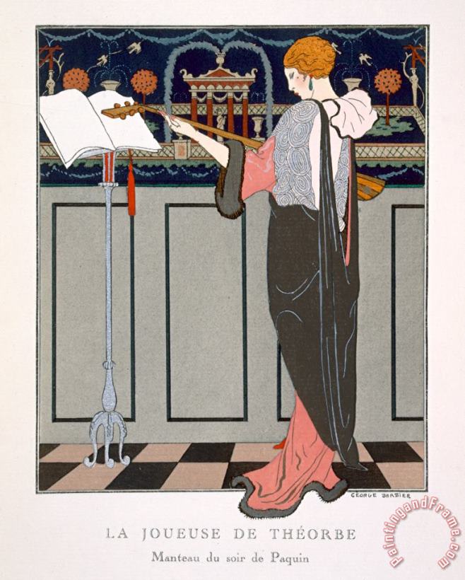 The Theorbo Player painting - Georges Barbier The Theorbo Player Art Print