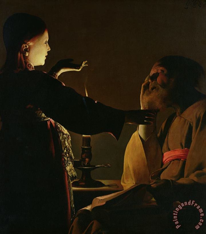 Jospeh and The Angel painting - Georges de la Tour Jospeh and The Angel Art Print