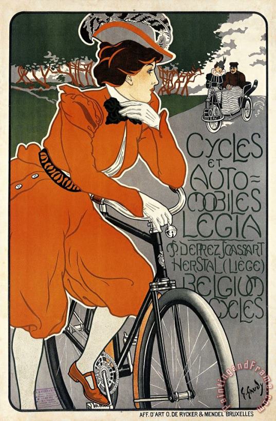 Cycles Et Automobiles Legia painting - Georges Gaudy Cycles Et Automobiles Legia Art Print