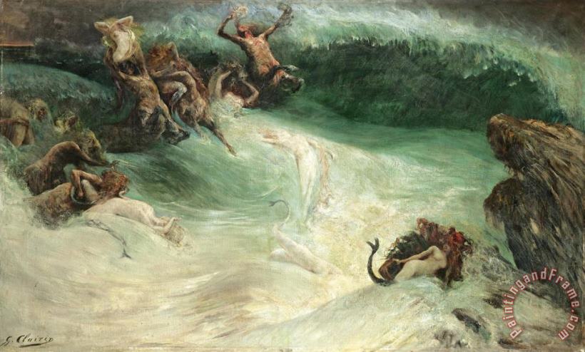 Naiades Et Centaurs Dans Les Vagues painting - Georges Jules Victor Clairin Naiades Et Centaurs Dans Les Vagues Art Print