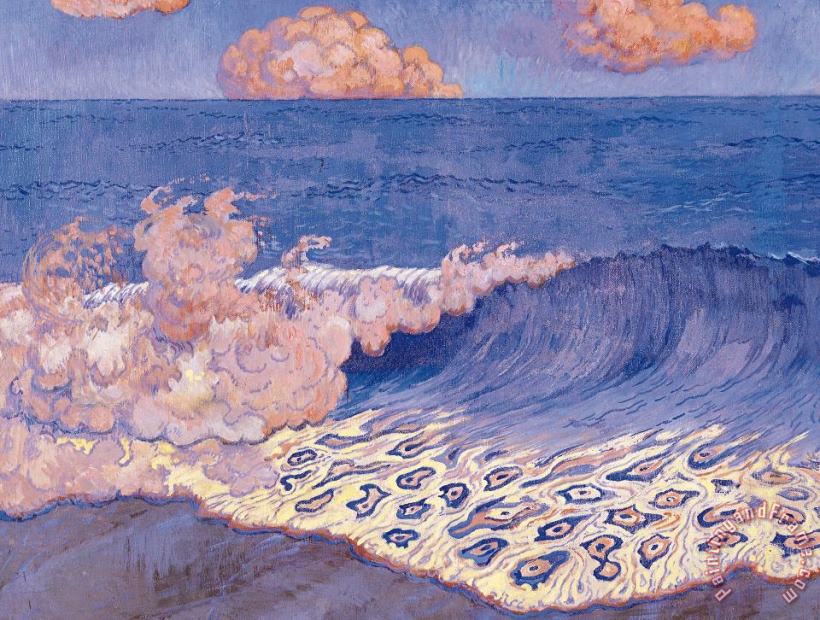 Blue Seascape Wave Effect painting - Georges Lacombe Blue Seascape Wave Effect Art Print