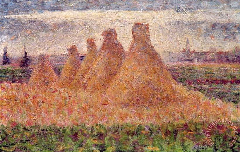 Straw Stacks painting - Georges Pierre Seurat Straw Stacks Art Print