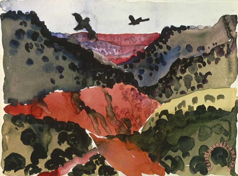 Canyon with Crows, 1917 painting - Georgia O'keeffe Canyon with Crows, 1917 Art Print