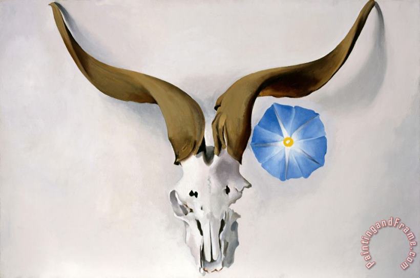 Ram's Head, Blue Morning Glory painting - Georgia O'Keeffe Ram's Head, Blue Morning Glory Art Print
