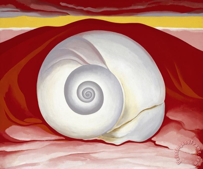 Georgia O'Keeffe Red Hill And White Shell Art Print