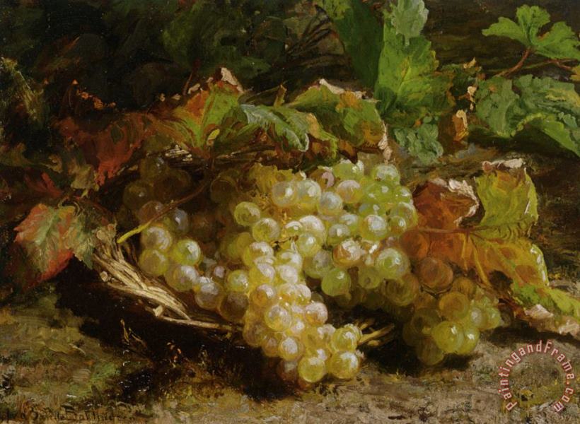 Geraldine Jacoba Van De Sande Bakhuyzen A Still Life with Grapes in a Basket Art Painting