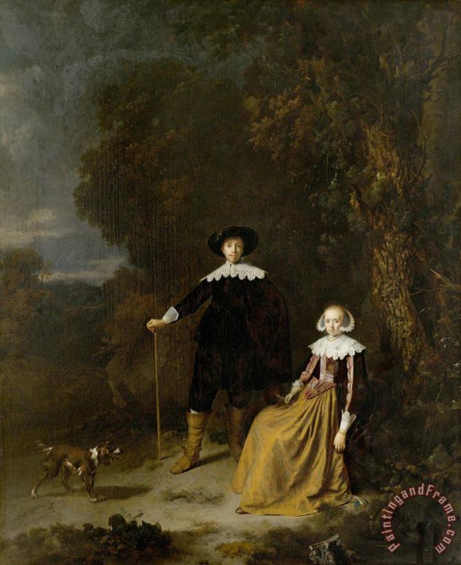 Gerard Dou Portrait of a Couple in a Landscape Art Painting